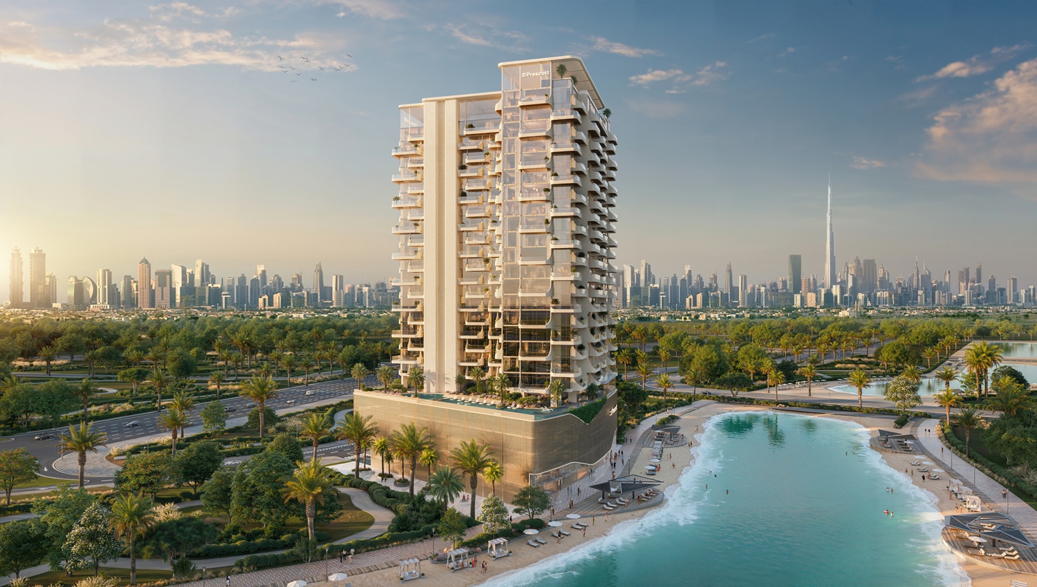 The Caden – exteriér s výhledem na Burj Khalifa